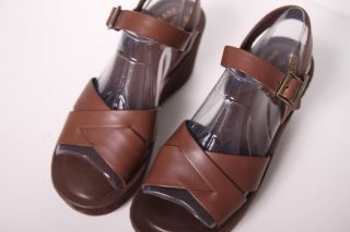 Sz 7 Kork Ease Ava Dark Brown Leather Suede Platform Wedge Sandals 