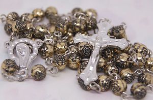 rosary prayer rose bead cross chain necklace from china time