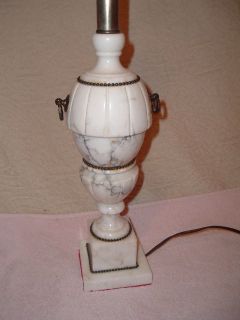Unusual Vintage Carved Marble/Alabaster Urn Lamp w Handles