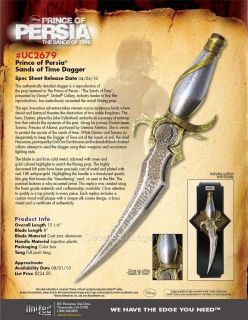 Prince of Persia Sands of Time Dagger by United Cutlery UC2679 New 