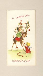 Eve Rockwell, Little Angels & Deer, Vintage Christmas Greeting Card 