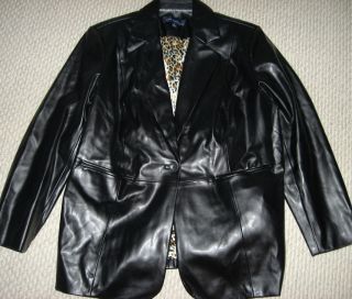 NEW $84 Susan Graver Faux Leather Blazer Jacket SIZES Medium and 1x
