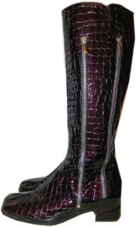 595 Aquatalia Marvin K Weatherproof Croc Patent Leather Riding Boot 6 