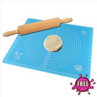 New Large Blue Silicone Baking Sheet Pastry Mat Measuring Liner Pie 