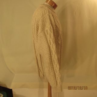 Aran Country Pure New Wool Fishermans Sweater Sz LG Made in Ireland 