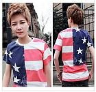 Fashion Mans American Flag Style Short Sleeve Casual T shirt