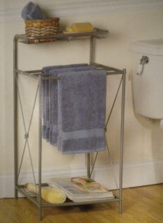 Zenith Bath Towel Stand Rack Holder Shelves Spacesaver Metal Pearl 