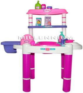 Baby Doll Bathing Feeding Table Chair Childrens Role Play Set Girls 