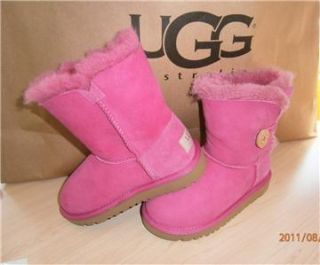 UGG Boots Bailey Button Fruit Punch Pink Girls Sz 2