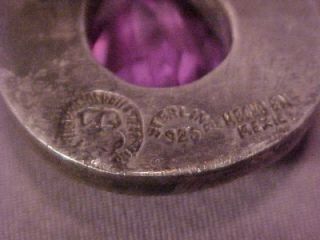 Beautiful Los Ballesteros Modernist Mexican Silver & Purple Stone Pin 