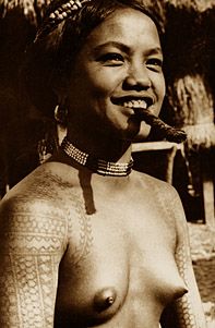Vintage Ethnic Tattoo Nude Philippines Cigar Smoker Tribal Body Art 