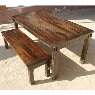 Rustic Unique Wooden Backless Bench Dining Room Indoor Outdoor 