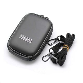 Black Camera Bag Hook Belt Neck 2 Zipper Leather Case