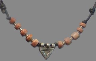   Used Telsum Protection Triangle Amulet Bauxite Necklace Ethnix