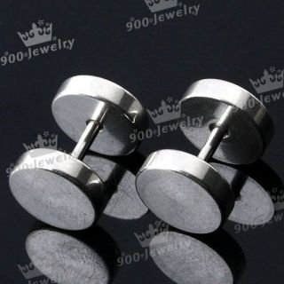   Steel Silvery Ear Studs Earrings Barbell Gothic Mens Jewelry