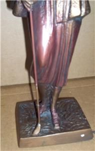 1990 Austin Sculptures Birdie Female Golfer Bronze Color Statue 