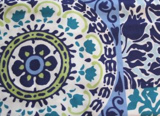 Blue White Mosaic 60 x 102 Fabric Patio Table Umbrella Tablecloth NIP 