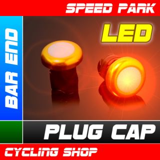   Speedpark 1 LED Handlebar Alloy Barend Plug Cap 2pcs Set Gold