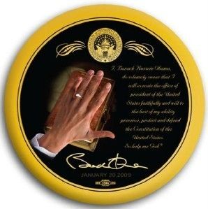 Barack Obama Hand on Bible President Photo Button 3