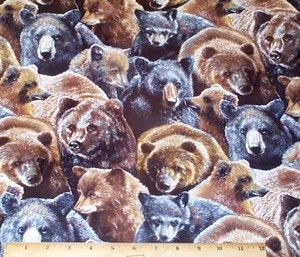 Bear Mountain Packed Fabric by Yard Quilting Cotton Wildlife
