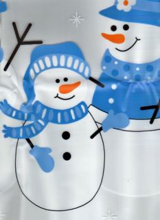   Snowman Christmas Snowmen Vinyl Shower Curtain Snow Snowflakes NEW