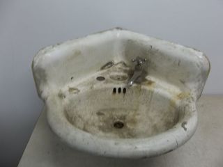   Back Corner Cast Iron Bathroom Sink 19x19 w Mounting Brackets