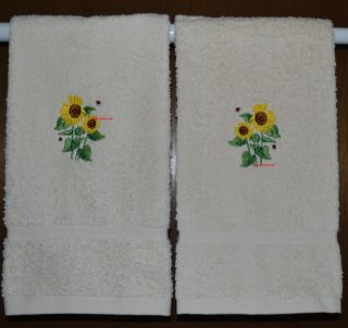   of Sunflowers 2 Embroidered Bath Kitchen Towels by Susan