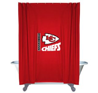 New NFL Kansas City Chiefs Decorative Shower Curtain Football Bathroom 