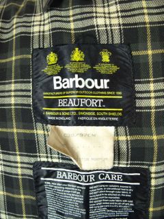 Vintage Barbour Beaufort Country Green Wax Jacket Coat C 38 Small 