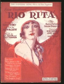 Rio Rita 1929 Rangers Song BEBE Daniels Movie Vintage Sheet Music 