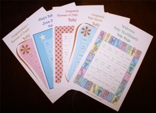 Baby Shower Bingo Game Cards Fully Personalized and Customizable 