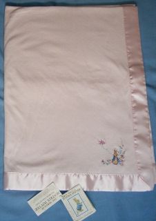 Beatrix Potter Peter Rabbit Pink Baby Blanket New 2004 Premium 
