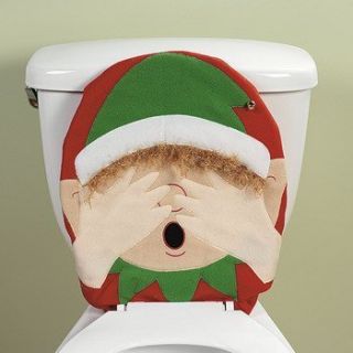 New Elf Toilet Lid Cover Christmas Bath Bathroom Decor