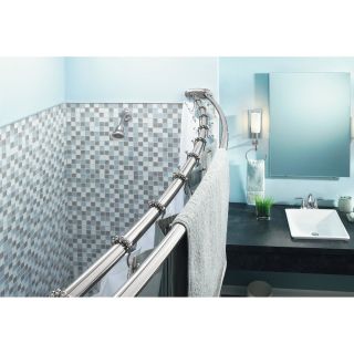   Bar Expandable Curved Bath Shower Rod Chrome Home Bathroom New