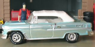 1955 CHEVY BEL AIR CONV, Color Chrome Finish, RRs, Opening Hood, 1:64 