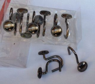 Oil Rubbed Bronze Buttons Shower Curtain Hooks Set of 12 New