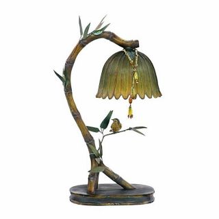   Finch Table Lamp Bird on Bamboo Stem Light Tropical Beach 17H