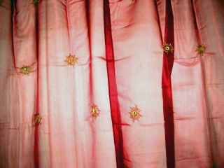 Red Organza Sheer Curtain Floral Mirror Embroidered Curtains Drape 