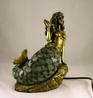 Stained Glass Tiffany Style Nautical Mermaid Siren Table Lamp