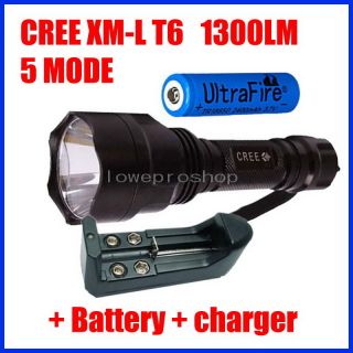   LED 1300LM UltraFire C8 5 Mode Flashlight Torch Charger Battey