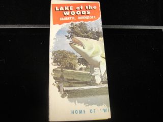 Vintage Baudette Minnesota Lake of The Woods Walleye Map USA Cool 