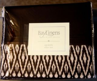 Bay Linens Dianne Morris Santorini Sateen Queen Sheet Set Brown Cream 
