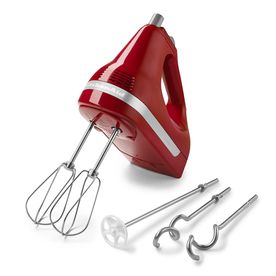 New Red KitchenAid KHM5APER Hand Mixer Free Milk Shake Rod Dough Hooks 