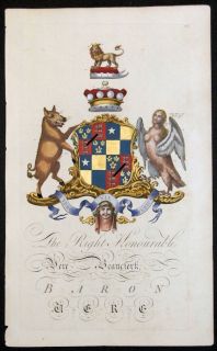1780 Edmondson Heraldry Crest RT HON Vere Beauclerk