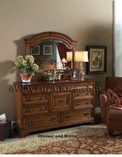   Classic Oak Queen Storage Sleigh Master Bedroom Furniture Set