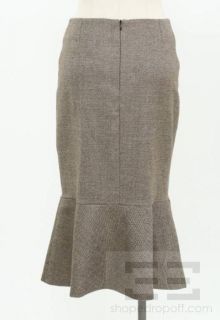 Luisa Beccaria Brown Tweed Wool Flounce Hem Skirt Size 42