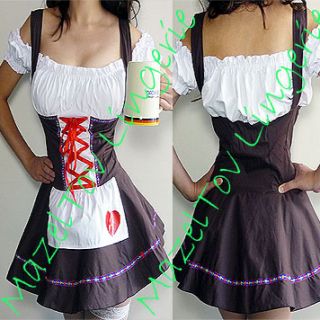 Sexy German Beer Girl Bar Maid Wench Oktoberfest Fancy Dress Costume M 