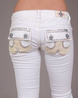 Laguna Beach Jeans Womens White Corduroy Pants 2G AB Crystals Sample 