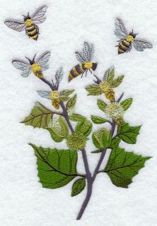 BEES IN THE GARDEN   UNIQUE   2 EMBROIDERED HAND TOWELS by Susan