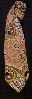 Vtg 40s Beau Brummell Rayon Abstract Insects Necktie